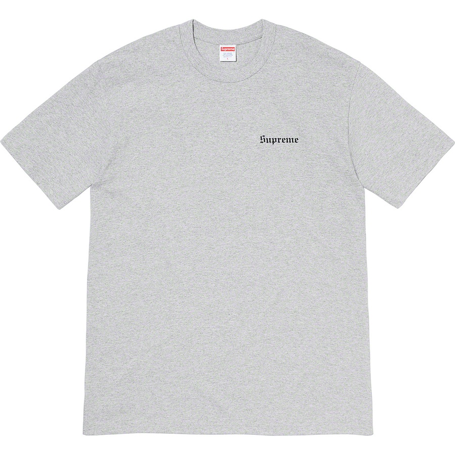 Details on Martin Wong Supreme Big Heat Tee Heather Grey from fall winter
                                                    2019 (Price is $48)