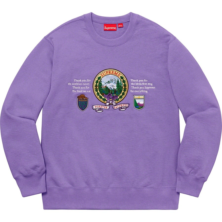 Details on Mountain Crewneck Light Violet from fall winter
                                                    2019 (Price is $158)