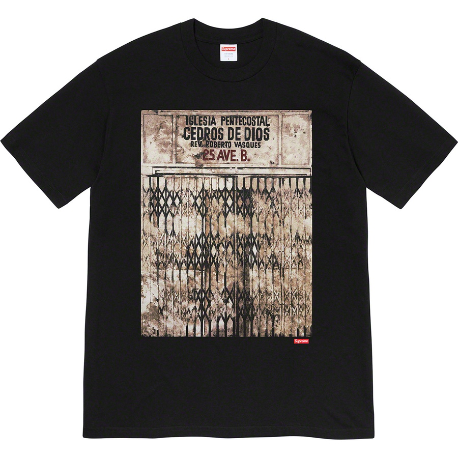 Details on Martin Wong Supreme Iglesia Pentecostal Tee Black from fall winter
                                                    2019 (Price is $48)