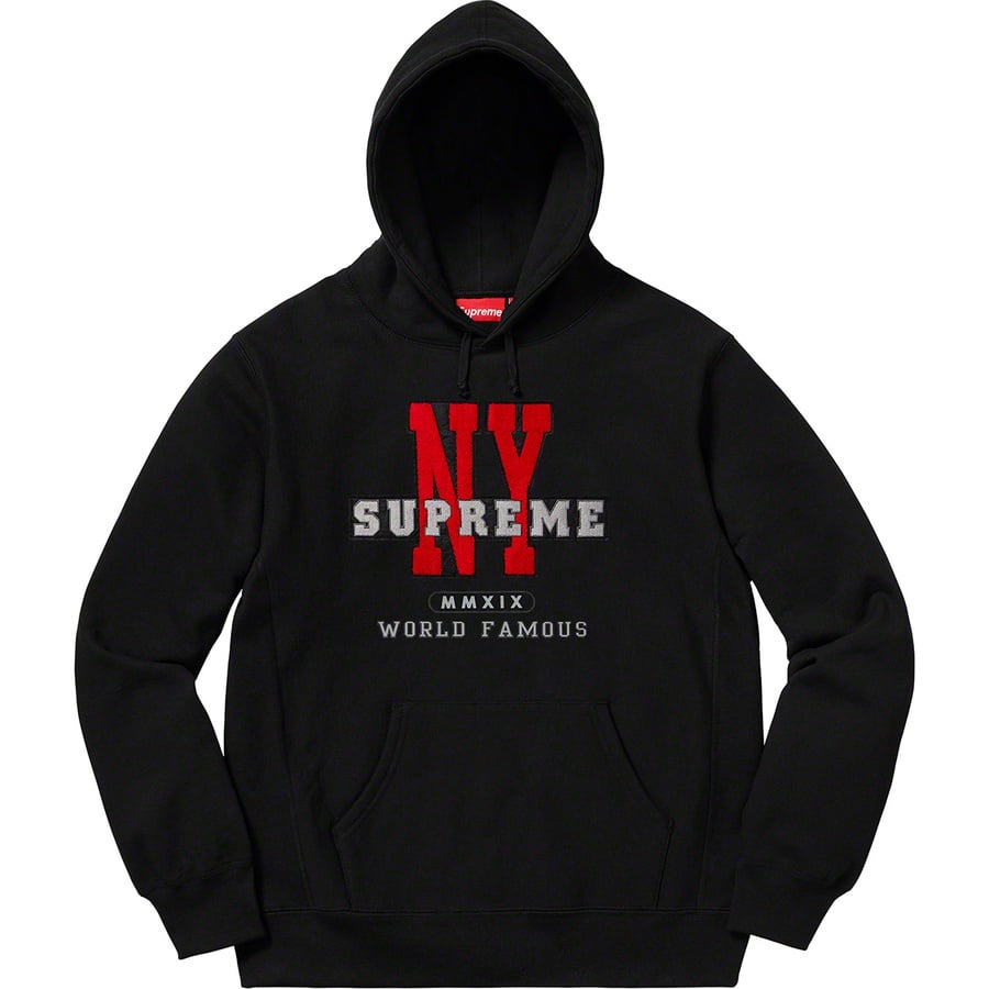 Details on NY Hooded Sweatshirt Black from fall winter
                                                    2019 (Price is $168)