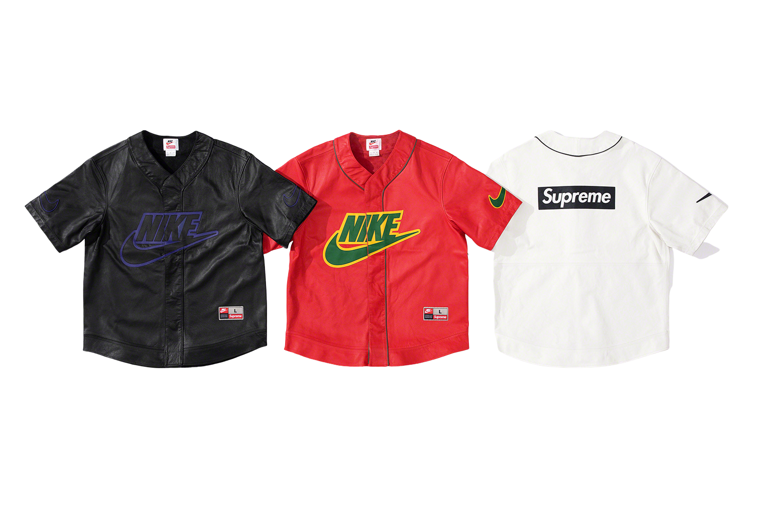 Supreme/Nike Leather Baseball Jersey RED
