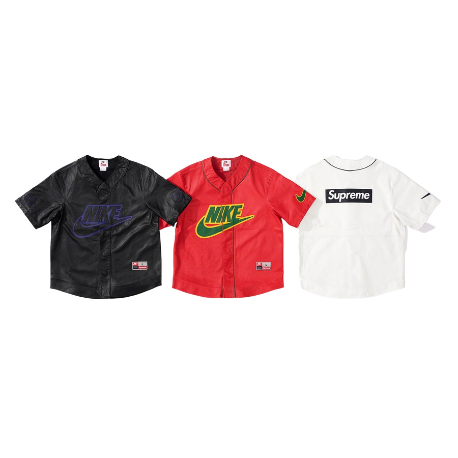Details on Supreme Nike Leather Baseball Jersey from fall winter
                                            2019 (Price is $576)