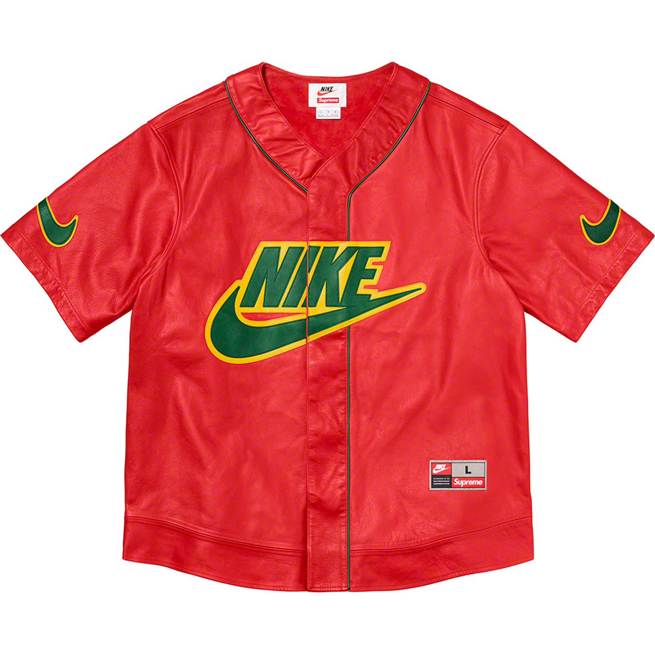 Supreme Nike Leather Baseball Jersey Red