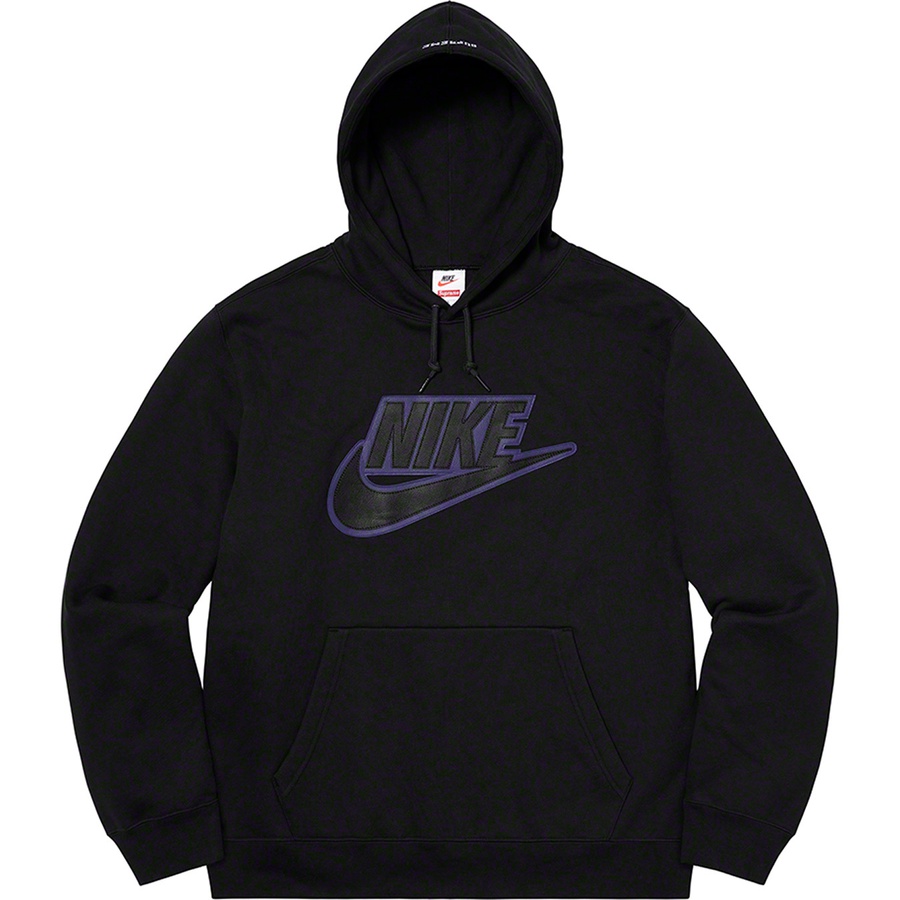 Details on Supreme Nike Leather Appliqué Hooded Sweatshirt Black from fall winter
                                                    2019 (Price is $160)