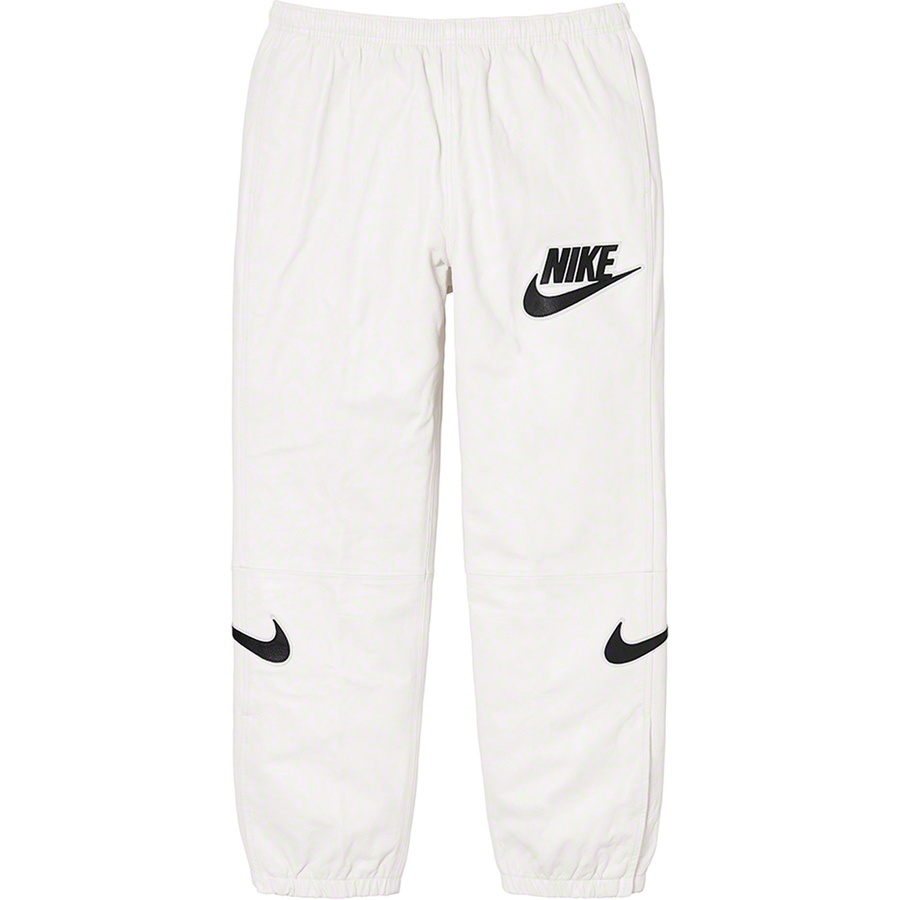 Details on Supreme Nike Leather Warm Up Pant White from fall winter
                                                    2019 (Price is $498)