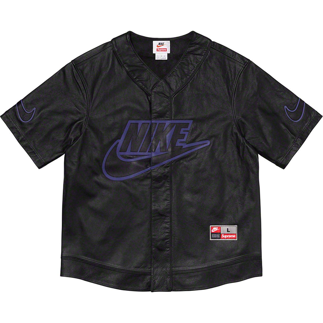 NIKE x SUPREME Leather Baseball Jersey (Black) Sz Large New with Tags In  Hand!