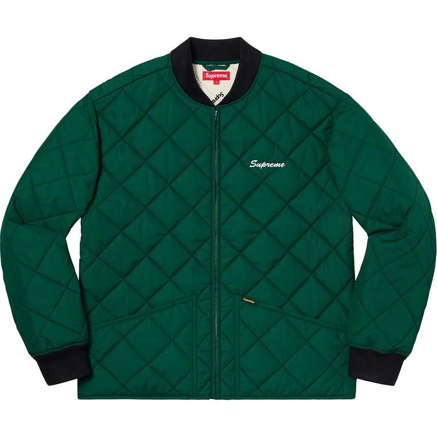 Details on Supreme dead prez Quilted Work Jacket Dark Green from fall winter
                                                    2019 (Price is $198)