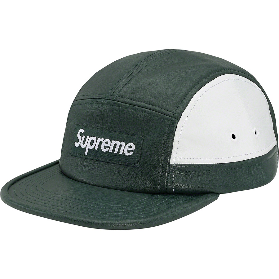 Details on 2-Tone Leather Camp Cap Dark Green from fall winter
                                                    2019 (Price is $68)