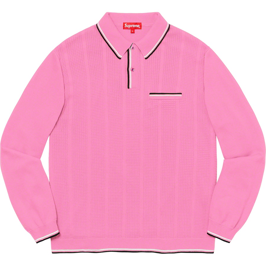 Details on Stripe Rib L S Knit Polo Light Pink from fall winter
                                                    2019 (Price is $138)