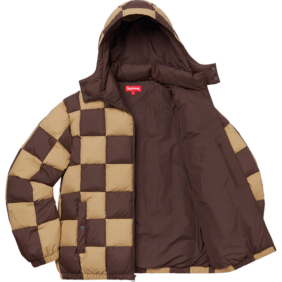 Details on Checkerboard Puffy Jacket Tan from fall winter
                                                    2019 (Price is $338)