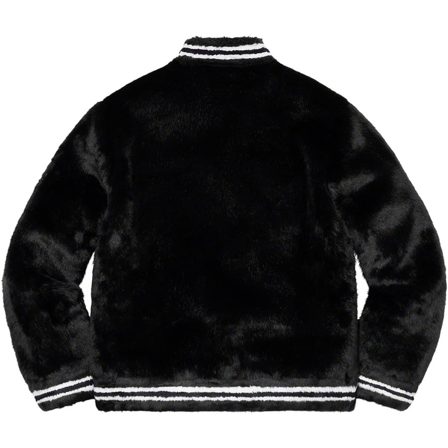 Details on Faux Fur Varsity Jacket Black from spring summer
                                                    2020 (Price is $398)