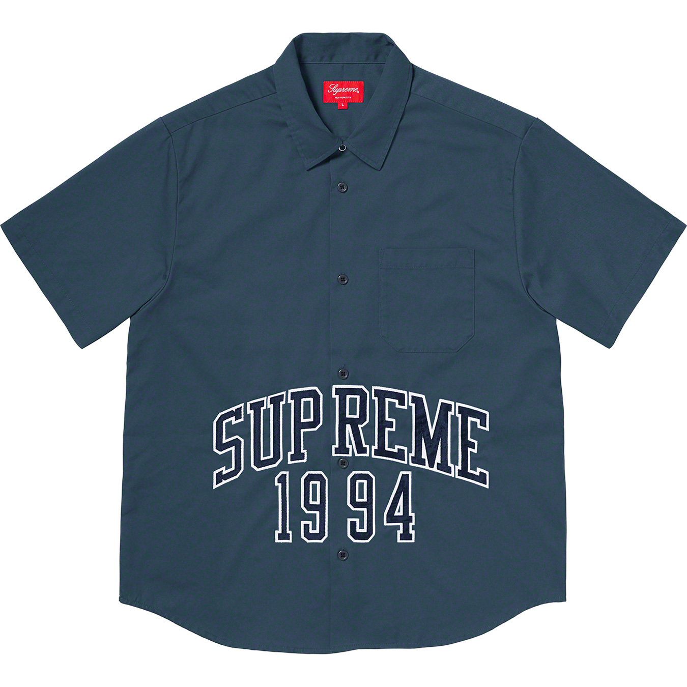 supreme Arc Logo S/S Work Shirt Navy
