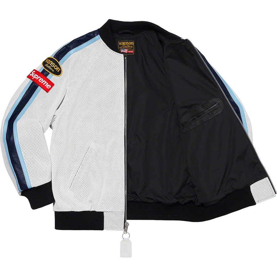 Details on Supreme Vanson Leathers Perforated Bomber Jacket White from spring summer
                                                    2020 (Price is $788)