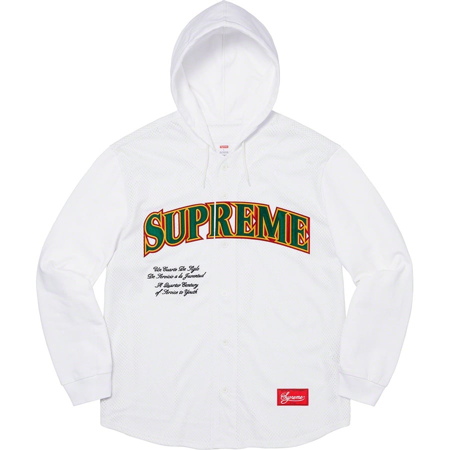 Details on Mesh Hooded L S Baseball Jersey White from spring summer
                                                    2020 (Price is $118)