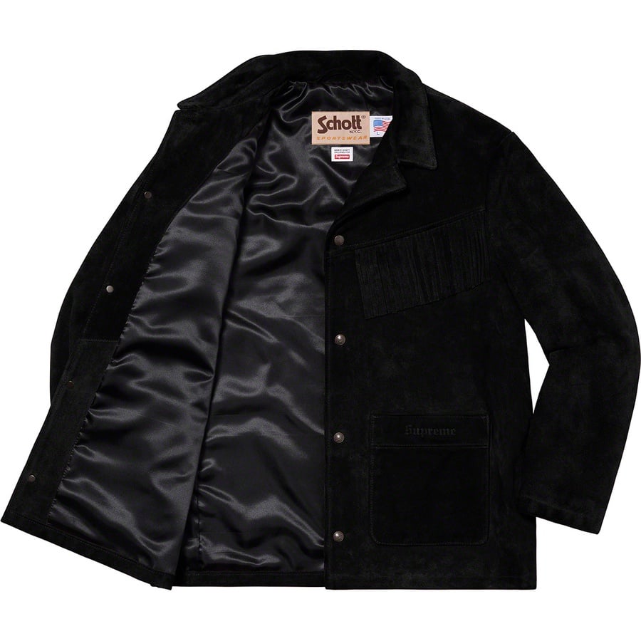 Details on Supreme Schott Fringe Suede Coat Black from spring summer
                                                    2020 (Price is $638)