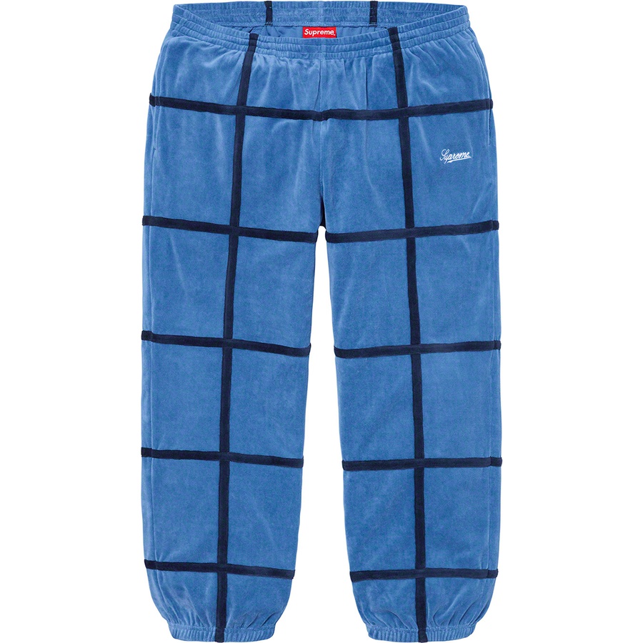 Details on Grid Taping Velour Pant Blue from spring summer
                                                    2020 (Price is $138)