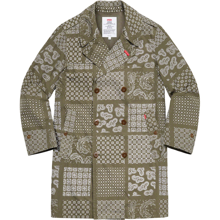 Details on Military Trench Coat Olive Paisley from spring summer
                                                    2020 (Price is $328)