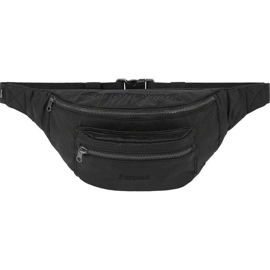 Details on Supreme Barbour Waxed Cotton Waist Bag Black from spring summer
                                                    2020 (Price is $98)