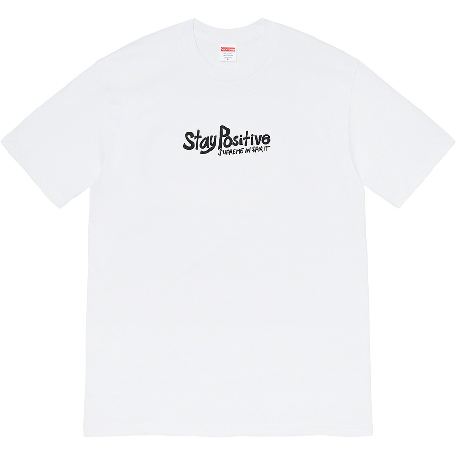 Details on Stay Positive Tee White from fall winter
                                                    2020 (Price is $38)
