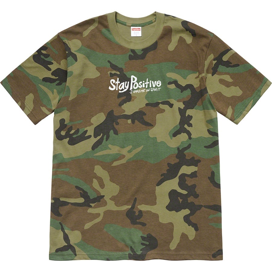 Details on Stay Positive Tee Woodland Camo from fall winter
                                                    2020 (Price is $38)