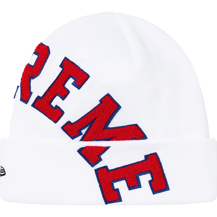 Details on New Era Big Arc Beanie White from fall winter
                                                    2020 (Price is $38)