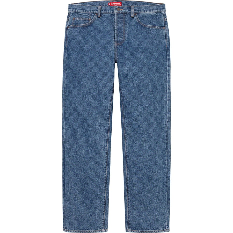 Details on Regular Jean Washed Checkerboard from fall winter
                                                    2020 (Price is $148)
