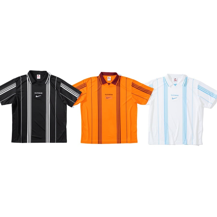 Details on Supreme Nike Jewel Stripe Soccer Jersey from fall winter
                                            2020 (Price is $118)