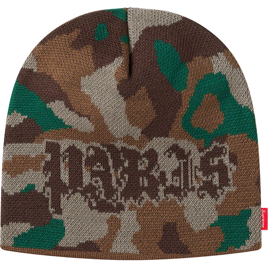 Details on Paris Camo Beanie Woodland Camo from fall winter
                                                    2020 (Price is $36)