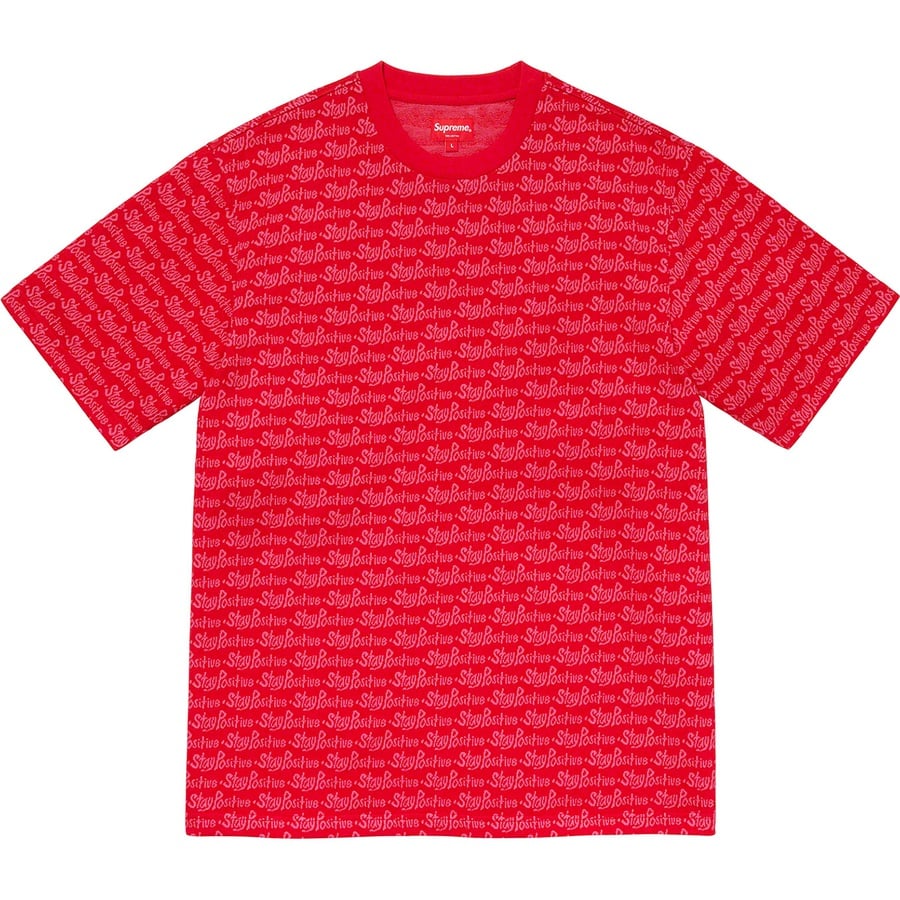 Details on Stay Positive Jacquard S S Top Red from fall winter
                                                    2020 (Price is $98)