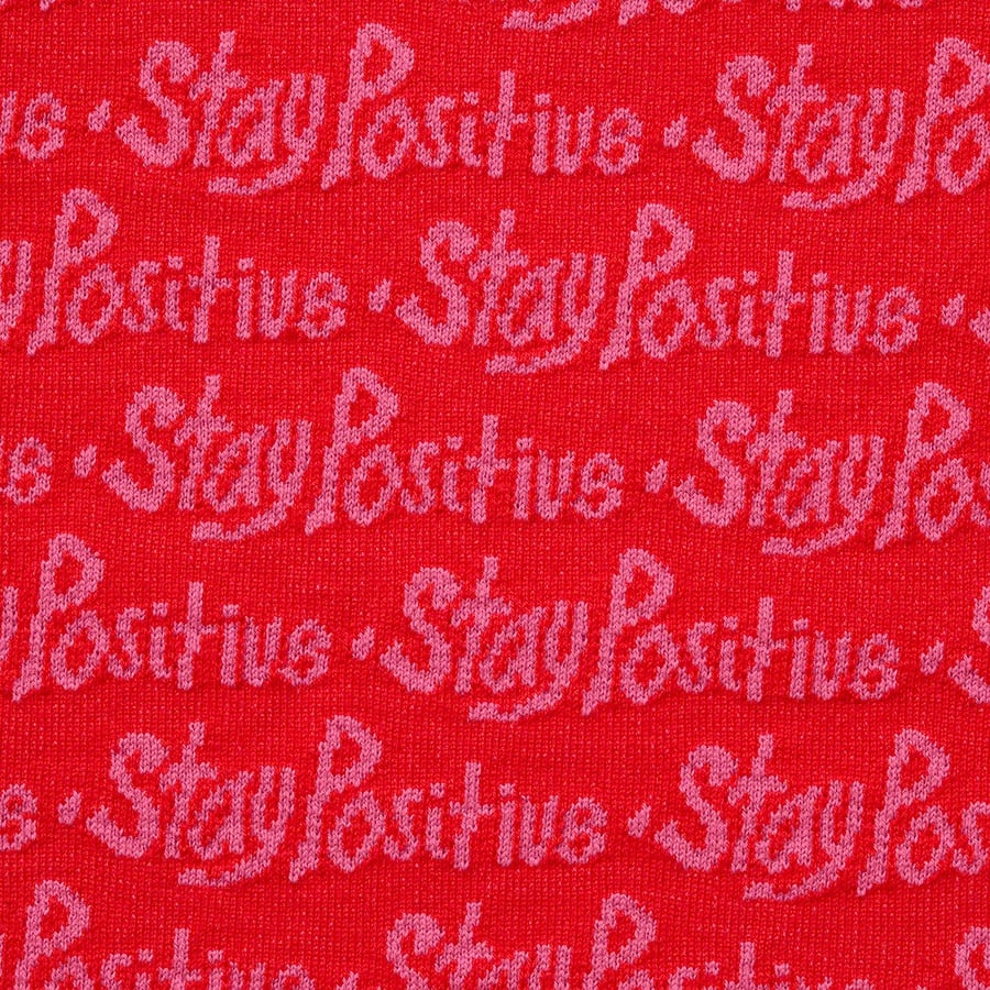 Details on Stay Positive Jacquard S S Top Red from fall winter
                                                    2020 (Price is $98)