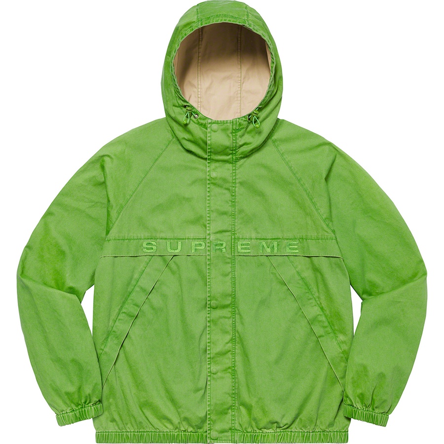 Details on Overdyed Twill Hooded Jacket Bright Green from fall winter
                                                    2020 (Price is $228)