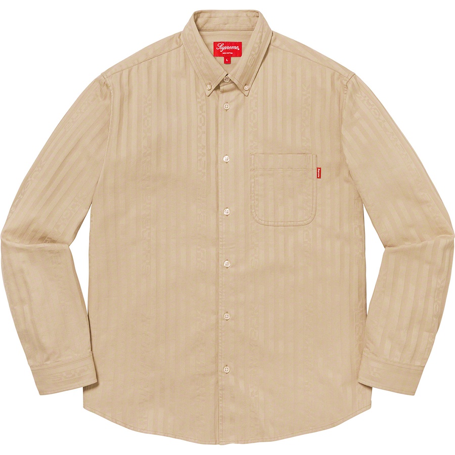 Details on Jacquard Stripe Twill Shirt Tan from fall winter
                                                    2020 (Price is $128)