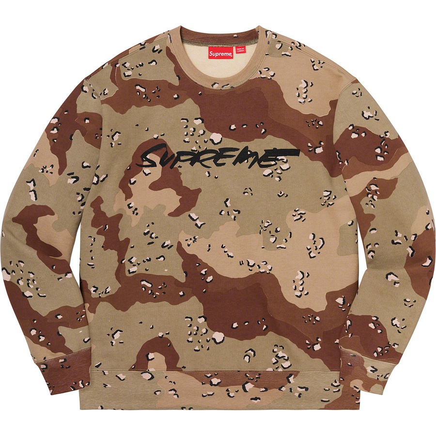 Details on Futura Logo Crewneck Chocolate Chip Camo from fall winter
                                                    2020 (Price is $148)