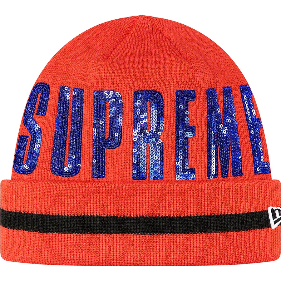Details on New Era Sequin Beanie Orange from fall winter
                                                    2020 (Price is $38)