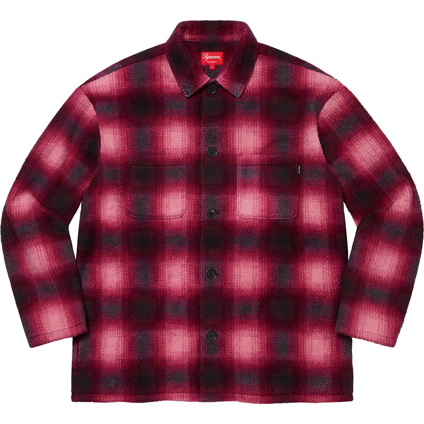 supreme Shadow Plaid Fleece Shirt M RED-