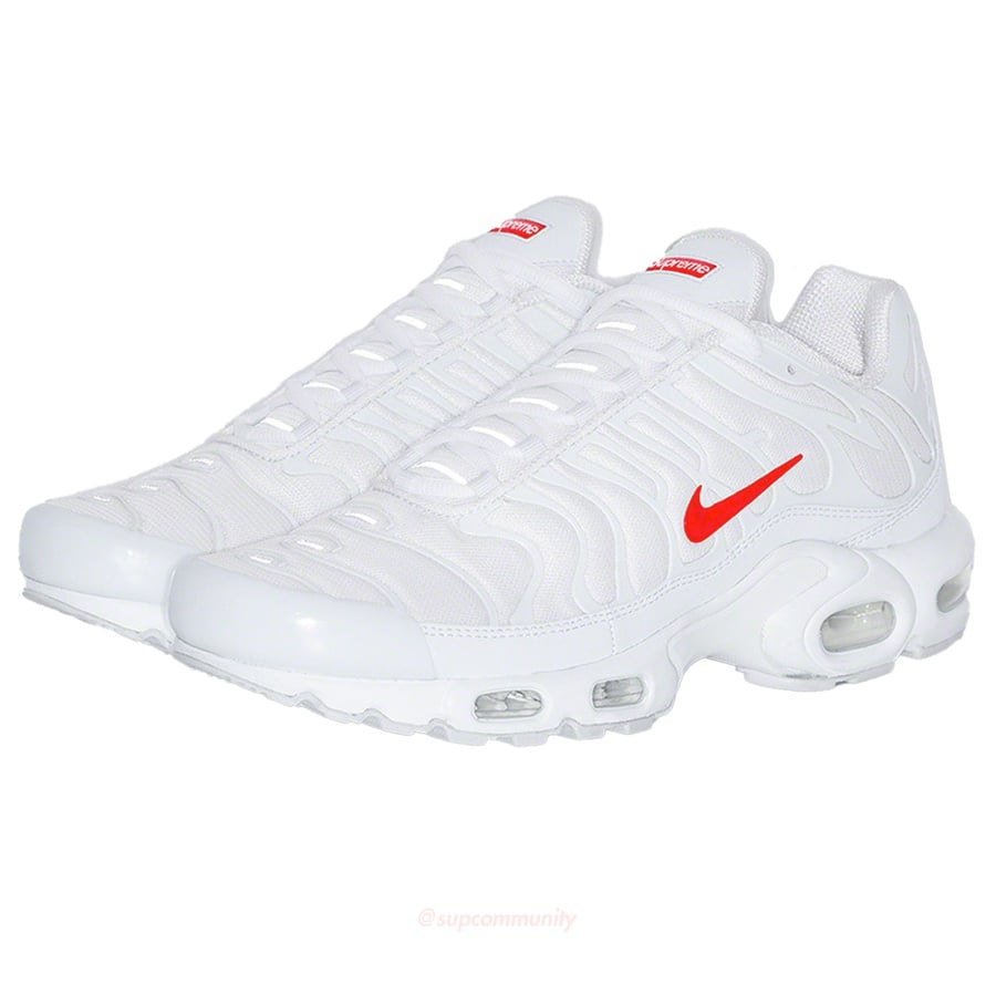 Details on Supreme Nike Air Max Plus (White) from fall winter
                                            2020 (Price is $180)