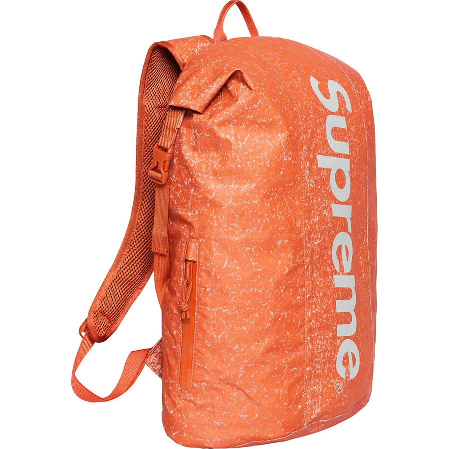 Details on Waterproof Reflective Speckled Backpack Orange from fall winter
                                                    2020 (Price is $148)