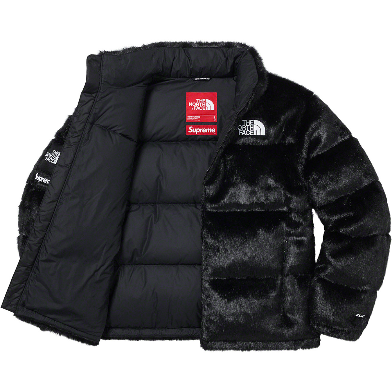 Supreme North Face Faux Fur Nuptse 黒Lサイズ