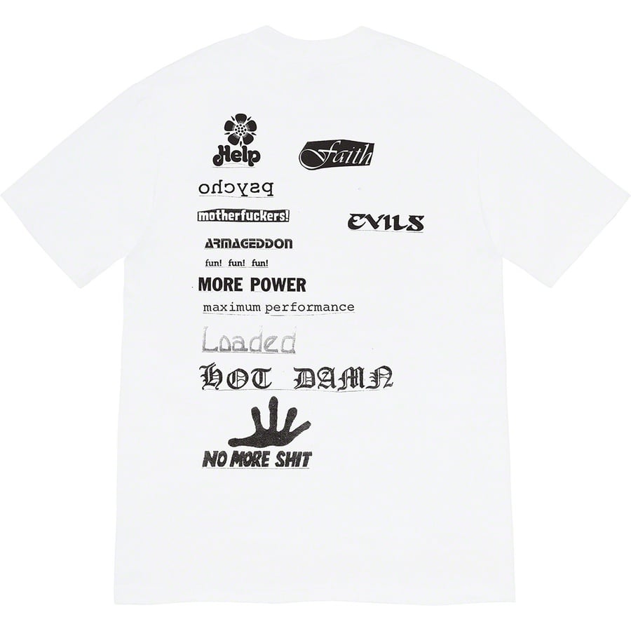 Details on No More Shit Tee White from fall winter
                                                    2020 (Price is $38)