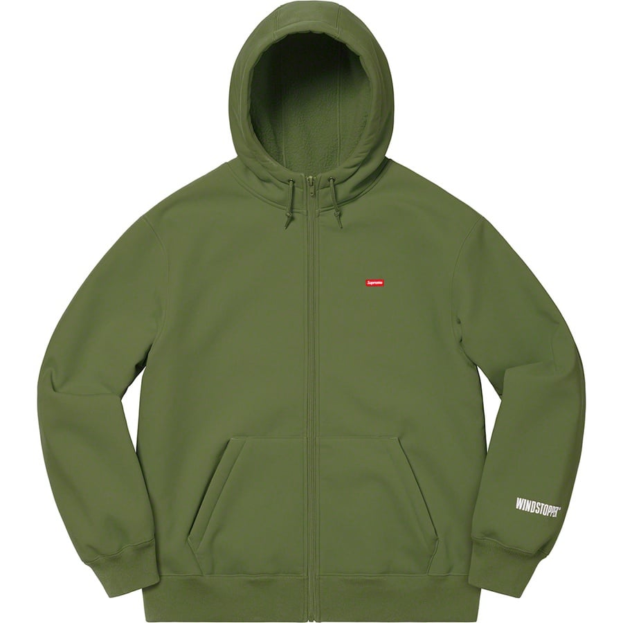 Details on WINDSTOPPER Zip Up Hooded Sweatshirt Dark Olive from fall winter
                                                    2020 (Price is $198)