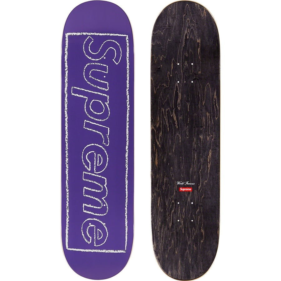 Details on KAWS Chalk Logo Skateboard Violet - 8.375" x 32.125"  from spring summer
                                                    2021 (Price is $52)