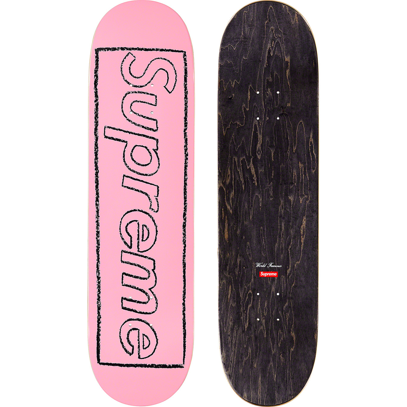supreme kaws chalk logo skateboard PINK-