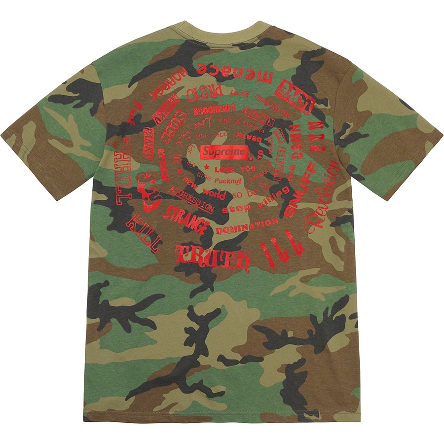 Details on Spiral Tee Woodland Camo from spring summer
                                                    2021 (Price is $38)
