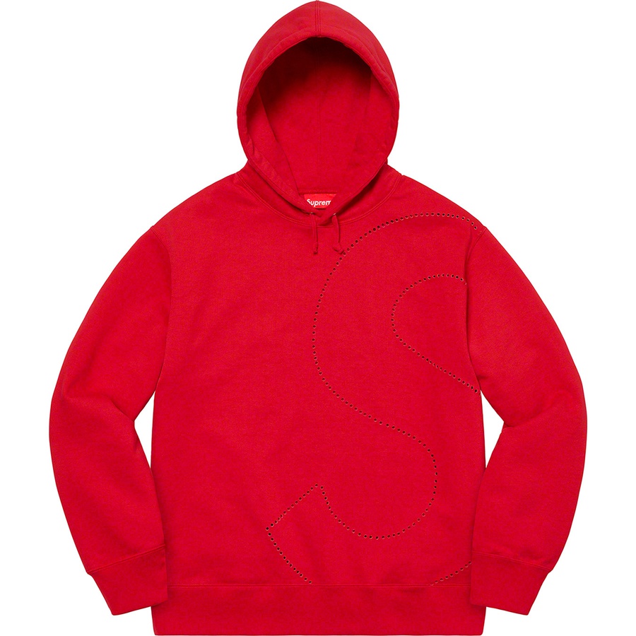 Details on Laser Cut S Logo Hooded Sweatshirt Red from spring summer
                                                    2021 (Price is $158)