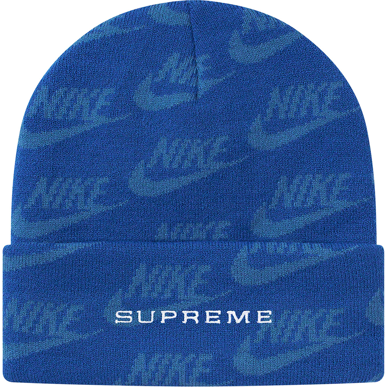 Supreme X Nike Jacquard Logos Beanie In Blue