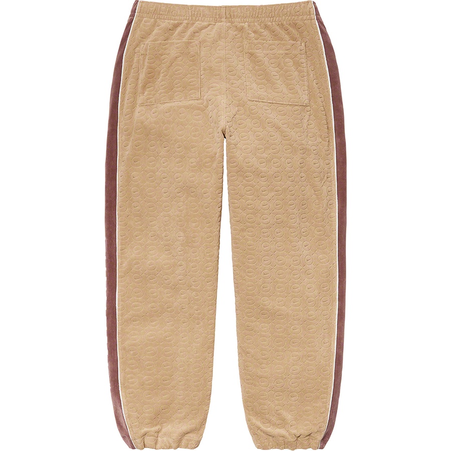Details on Supreme Nike Velour Track Pant Tan from spring summer
                                                    2021 (Price is $138)