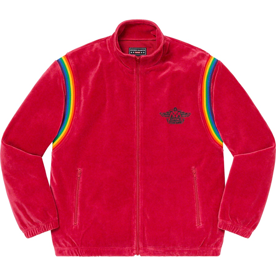 Details on Supreme HYSTERIC GLAMOUR Velour Track Jacket Dusty Red from spring summer
                                                    2021 (Price is $158)