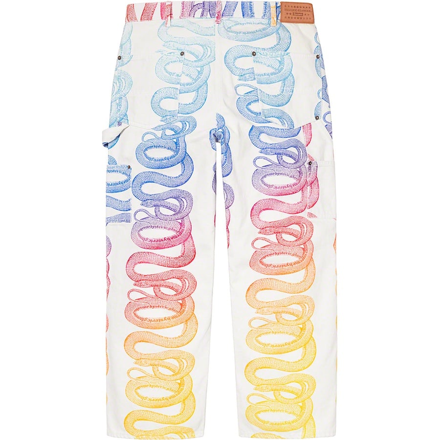 Details on Supreme HYSTERIC GLAMOUR Snake Double Knee Denim Painter Pant White from spring summer
                                                    2021 (Price is $188)