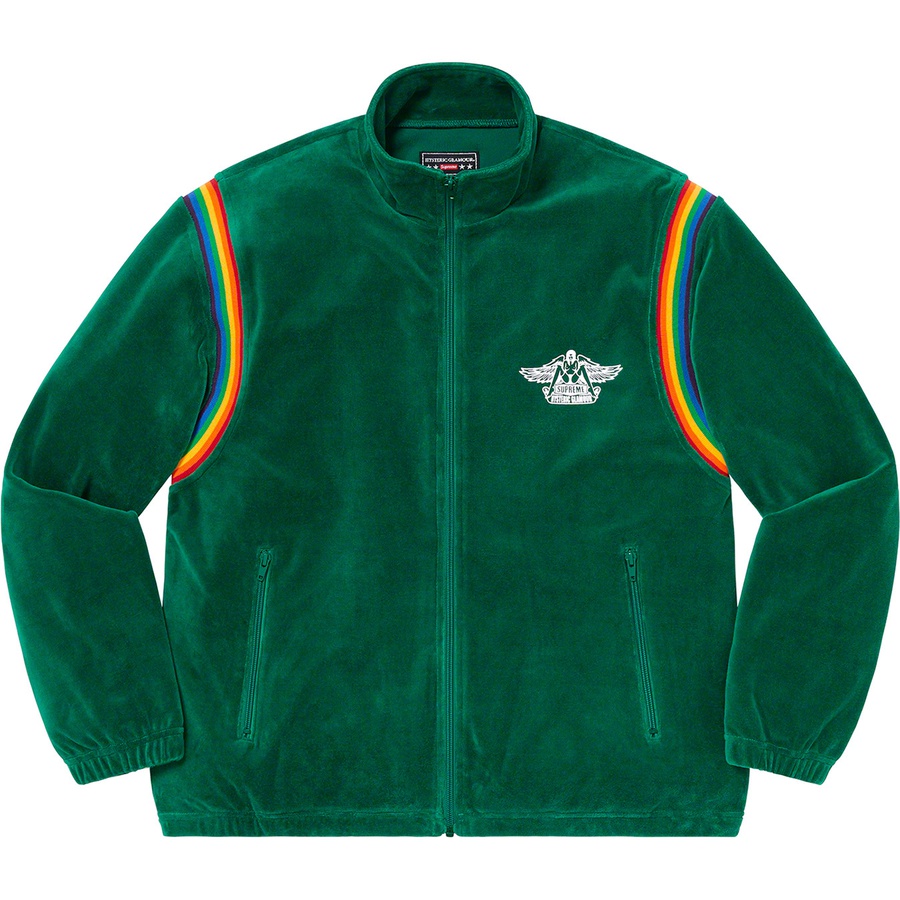Details on Supreme HYSTERIC GLAMOUR Velour Track Jacket Green from spring summer
                                                    2021 (Price is $158)