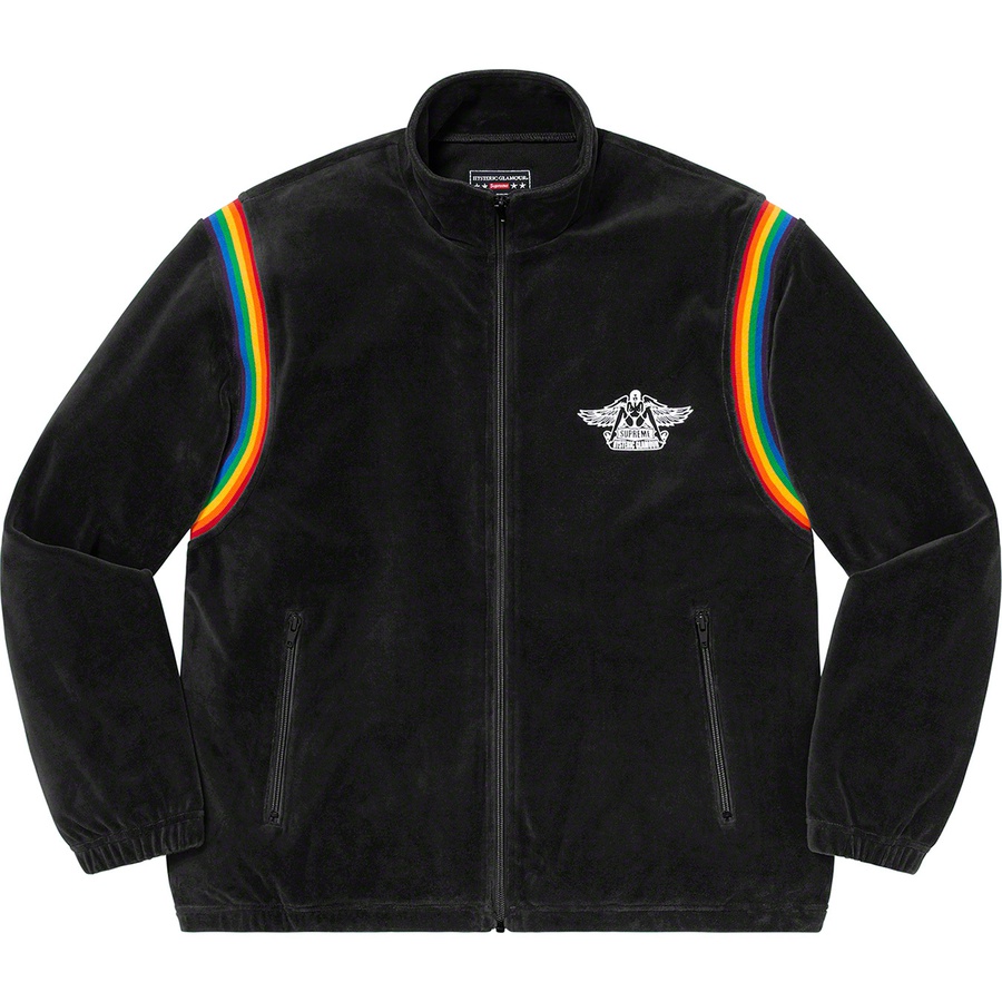 Details on Supreme HYSTERIC GLAMOUR Velour Track Jacket Black from spring summer
                                                    2021 (Price is $158)